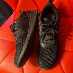 black Adidas athletic shoes